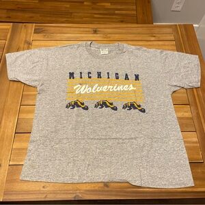 Vintage 80s Michigan Wolverines Spellout Single Stitch Shirt XL Ebert Sportswear